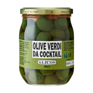 Made In Italy Ready To Eat Fruit Preserved 340 G Glass Jar Food Cocktail Green Olives For Aperitif