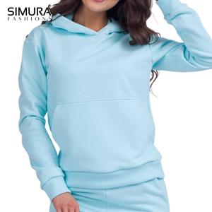 Sudadera con Capucha para Mujer SIMURA FASHIONS, Color Sólido, Manga Larga, Transpirable, Tejida, para Otoño - Product Image 2