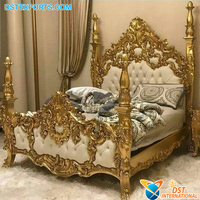 Cama Tapizada de Madera de Teca Moderna Romántica en Color Blanco Marfil, Tamaño Completo, 4 Cajones, Altura Ajustable, Plegable, Muy Popular