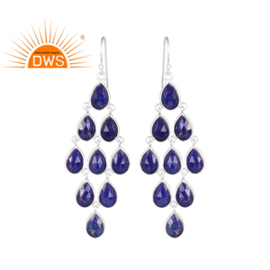 Lapis Lazuli Gemstone Fine Sterling 92.5 Silver Chandelier Boucle D'oreille Fabricant Pour Femmes Cadeau Pour Sa Collection Dainty - Product Image 1