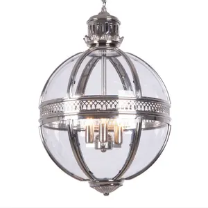 Lustre industriel rétro américain de grande taille, boule de verre ronde pour hôtel, Restaurant, hall, chambre à coucher, salle à manger, Loft