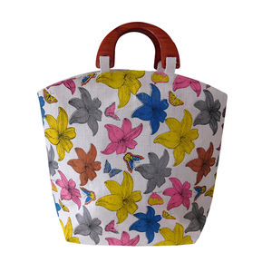 Bolso de mano de yute con borlas de lino para mujer de verano con estampado de flores, bolso de playa ecológico, bolso de sisal reciclado - Product Image 3