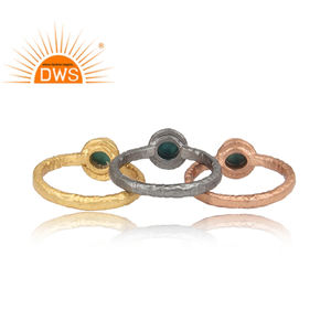 Arizona Turquoise Gemstone Three <b>Finger</b> Multi Plated Sterling Silver <b>Ring</b> for Women Gift for Her Vintage Collection - Product Image 3