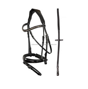 D.D Leather Anatomical Horse Bridle Comfortable and Durable Equestrian Browbands with Fancy <b>Crystal</b> <b>Stitching</b> for Riding Racing - Product Image 1