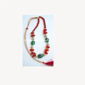 Red Carnelian - Green Dyed Faceted Tumbled <b>Necklace</b> <b>Crystal</b> Healing Product Supplier - Product Image 1