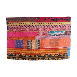 インドのカンタスローボヘミアン寝具コットンブランケットマルチカラーパッチワークキルトインディアンリバーシブル手縫いヘビースロー