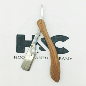 Professional Wood Handle Barber <b>Straight</b> <b>Razor</b> For Shaving Salon Wood Handle Barber <b>Razors</b> sustainable Stainless Steel Logo - Product Image 5