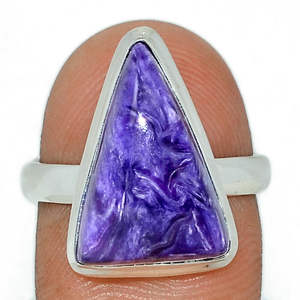925 sólido Sterling Siberia Charoite piedra preciosa joyería fina anillo anillos de moda anillos antiguos regalo para mujeres mayorista de plata - Product Image 1