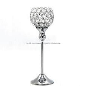 Elegante portavelas de aluminio y metal con bola de cristal de diseño indio - Product Image 4