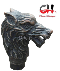 Bastón de aluminio duradero con mango de cabeza de Lobo de latón antiguo para actividades al aire libre, accesorio de senderismo, regalo - Product Image 1