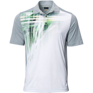 เสื้อโปโลแขนสั้นผู้ชาย พิมพ์ลายดิจิทัล แห้งเร็ว สไตล์สปอร์ต สีขาว เทา เขียว ลายถัก โพลีเอสเตอร์ - Product Image 1