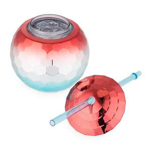 Vaso con Forma de Bola de <span class=keywords><strong>Discoteca</strong></span>, Vaso de Plástico con Forma de Bola de <span class=keywords><strong>Discoteca</strong></span> con Pajita de 600 ml, Vaso de Plástico Electrochapado para Beber Agua - Product Image 2