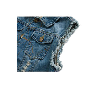 Blue Denim Vest Sleeveless Jean Jacket Waistcoat for Men With Customize Logo & Printing - Product Image 4