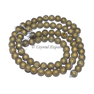 Línea de Cuentas de Ágata Drusa de Pirita |   Collar de Piedras Preciosas Curativas - Product Image 1