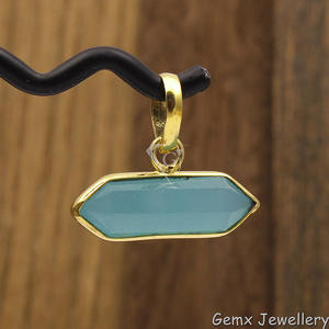 Connecteur de pendentif de lunette fait à la main en calcédoine aqua plaqué or rose/argent/or en forme de pointe pour la fabrication de bijoux composants en laiton - Product Image 2