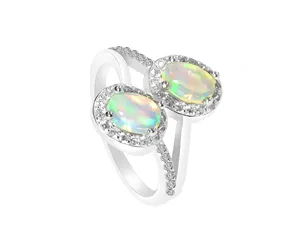 Hot Sale Natural 7X5 MM Oval Cut Ethiopia Opal Gemstone 925 Sterling Silver For Women Ring Wedding Jewelry Supplier From India