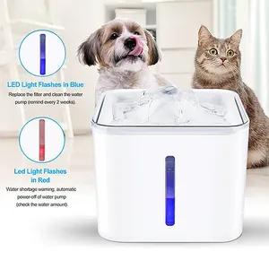 Cat Drinking Fountain Water Dispenser Pets New Concept Quadrate Filter Replaced Reminder Blue Bowls Automatic Feeders & Water
