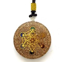 Collier Pendentif Orgone Orgonite Cube de Metatron Chakra EMF de Qualité Supérieure pour Guérison Reiki, Fait Main, AAMEENA AGATE