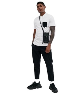 เสื้อโปโลแขนสั้นสำหรับผู้ชาย,เสื้อโปโลผ้าฝ้ายสีขาวบริสุทธิ์ดีไซน์กระเป๋าสำหรับผู้ชาย - Product Image 1