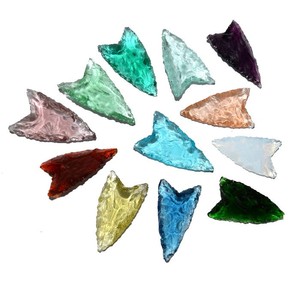 La mejor colección de puntas de flecha de corte Clovis de vidrio de colores | Puntas de flecha de corte Clovis de Vidrio colorido Curación de puntas de flecha de ágata India - Product Image 1