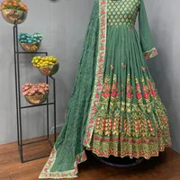 새로운 인도 파키스탄 디자이너 조젯 자수 Anarkali 긴 가운 Salwar Kameez 웨딩 파티 도매 드레스 Salwar