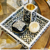 Brûleur d'encens Oud en os poli avec incrustation de nacre, design personnalisé, toucher naturel, boîte à Bakhoor MOP, cadeau naturel pour l'Aïd et le Ramadan