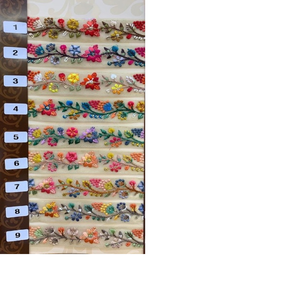 Customized One Sided Border Machine Embroidered Floral, Ethnic, Laces in Assorted Sizes and Colors for <b>Wedding</b> Dresses - Product Image 6