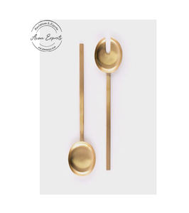 Elegant Long Handle Brass <b>Salad</b> <b>Server</b> Set with Minimalist Design Perfect for Luxury Dining Kitchen Table Serveware Gift - Product Image 2
