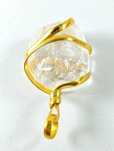 High quality clear <b>crystal</b> Wire Wrapped Pendant Classic Style Quartz <b>Crystal</b> Tumbled Pebble Gemstone <b>Necklace</b> <b>Healing</b> Stone - Product Image 2