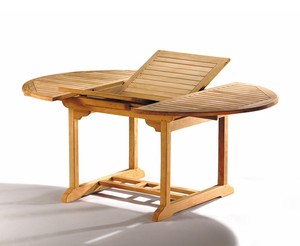 Round Extendable Solid Teak Wood Dining <b>Table</b> for 6 Seater Modern Design Durable Outdoor Furniture - Product Image 3