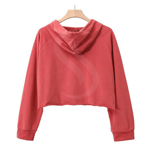 High Quality Custom Logo Cotton Long Sleeve Drop Shoulder Zip up <b>Crop</b> <b>Top</b> Women Hoodie - Product Image 2