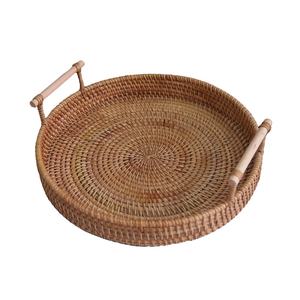 Plateau de service en rotin naturel fait main, taille personnalisée, poignées en bambou, personnalisable pour la maison/le restaurant/le bar/l'hôtel/le mariage - Product Image 2