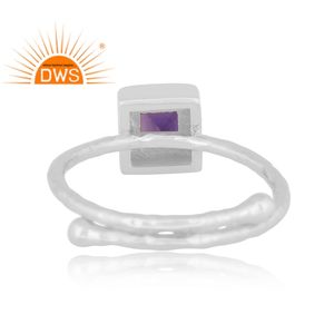 Bague ajustable en argent Sterling 925, pierre précieuse naturelle, irolite bleue, en forme de carrée, pour femmes, fournitures de bijoux - Product Image 4