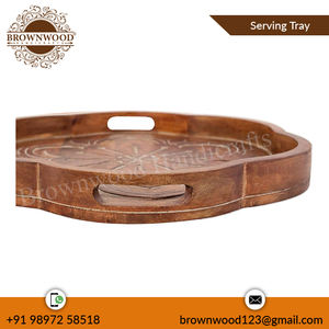 Bandeja de madera de Mango sólido hecho a mano para servir, de alta calidad, para mesa de centro, hoteles y restaurantes, uso a bajo precio - Product Image 2