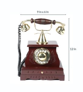Travail rétro téléphone fixe en bois et laiton Antique téléphone bureau téléphone cadran rotatif travail téléphone ligne terrestre à la main - Product Image 6