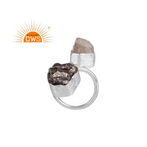 925พลอยเฮอร์กิเมอร์ธรรมชาติดีไซน์เนอร์ทำด้วยมือและอุกกาบาตแหวนวางซ้อนกันได้เครื่องประดับผู้ผลิต - Product Image 1