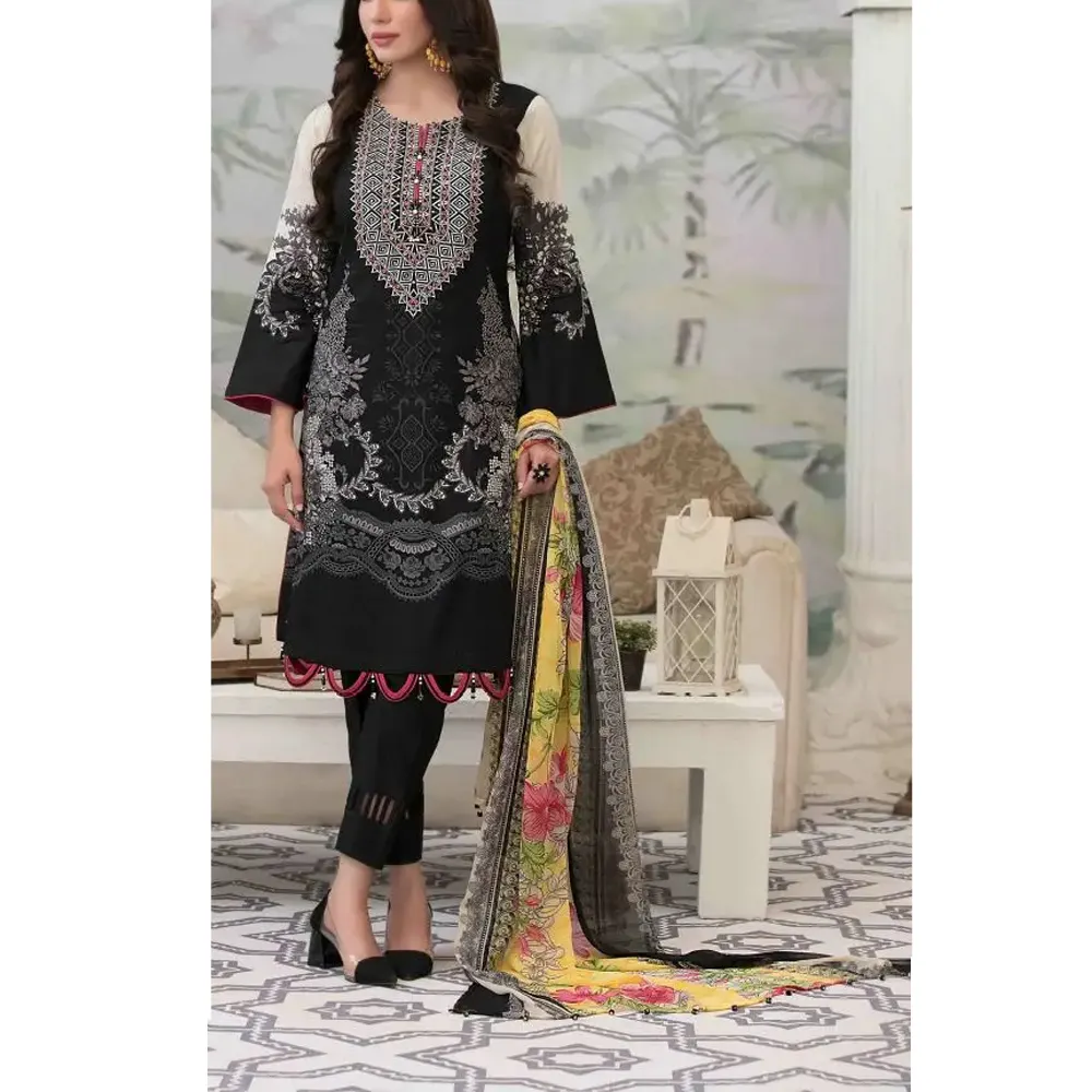 Pakistan toptan salwar kameez / 3 parçalı pakistanlı ince keten elbiseler/shalwar kameez pakistani