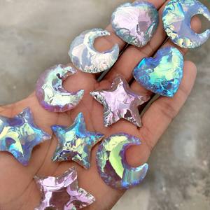 เครื่องแกะสลักหินควอตซ์แองเจิลออร่า จี้โอปอลไลต์ เครื่องประดับไทเทเนียมสำหรับผู้หญิง คริสตัลควอตซ์ออร่าแกะสลักหินมูนสโตน - Product Image 1