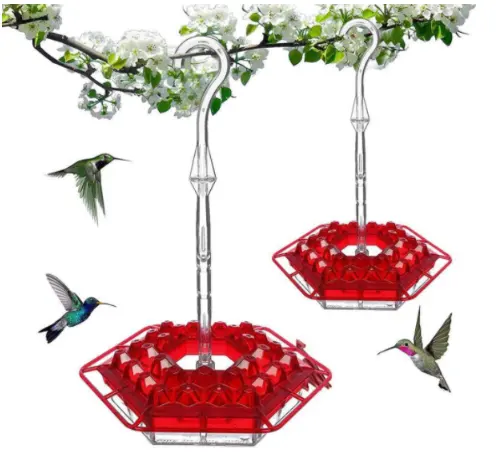 Pemberi Makan Burung Taman 1 Buah Pemberi Makan Burung Kolibri Heksagonal Merah Gantung dengan Kait Pemberi Makan Burung Berkebun Kreatif 2021 Baru