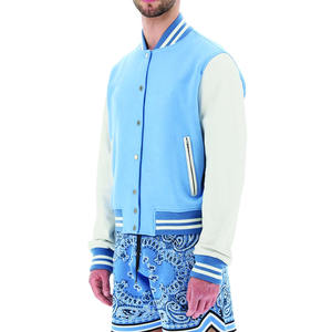 Varsity เสื้อแจ็กเก็ตเบสบอลสำหรับผู้ชาย,เสื้อแจ็กเก็ตแฟชั่นทันสมัยทำจากหนังผ้าวูล - Product Image 5