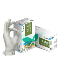 Gants d'examen médical jetables en latex naturel blanc poudré, best-seller Bergamot Z1250, 100 pièces/boîte, certifiés CE EN, tailles XS-L