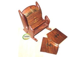 Premium quality Home and kitchen <b>decorative</b> <b>tea</b> coffee coasters wooden with brass anchor inlay work - Product Image 2