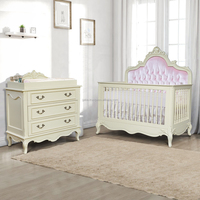 Tocador con 3 cajones, color crema pintado de madera maciza, muebles de guardería hechos a mano de Indonesia