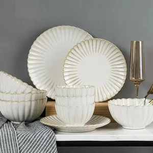 Набор белых фарфоровых тарелок фабрики Chaozhou, набор белых керамических обеденных тарелок с заменой печи, дешевый белый керамический набор посуды