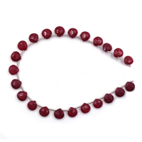 Corindon rouge rubis 7 à 8 mm, forme cœur facettée, 23 perles sur brin de 8 pouces pour la fabrication de bijoux