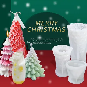 Nieuwste Home Decor Sneeuwpop Kerstboom Diy Kerstman Kaars Mallen Siliconen 3D Mold Kaars Houder Mold