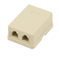 Double RJ11 6P4C à montage en surface, ABS ivoire/blanc, équipement de télécommunication, accessoires électroniques, conversion de données, certifié RoHS