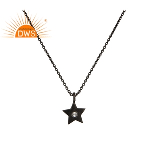 จี้พลอยไวท์โทแพซทรงดาว เทรนดี้ ชุบโรเดียม เงินแท้ 925 สร้อยคอผู้หญิง - Product Image 1