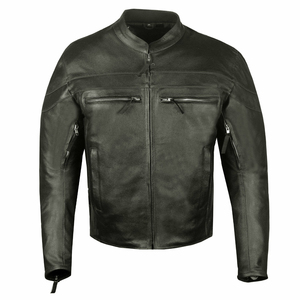 Chaqueta de motorista de cuero de oveja con cierre y cremallera, color negro, hecho en Pakistán - Product Image 1