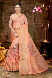 Saree imprimé en coton et soie avec chemisier, vêtement de fête populaire pour femme, Sari à bas prix, vente en gros de vêtements Surat - Product Image 3